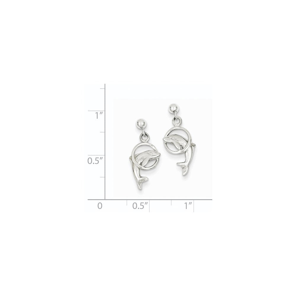 14K Weißgold Delfin-Ohrhänger