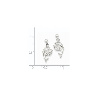 14K Weißgold Delfin-Ohrhänger