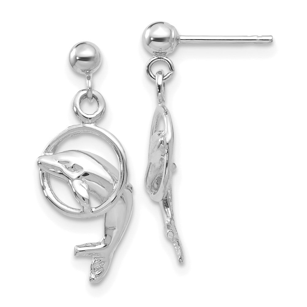 14K Weißgold Delfin-Ohrhänger