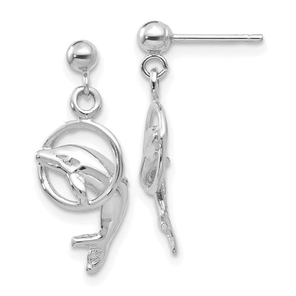 14K Weißgold Delfin-Ohrhänger
