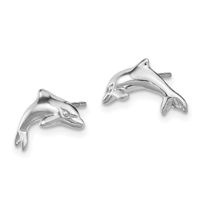 14K Weißgold Delfin Ohrringe