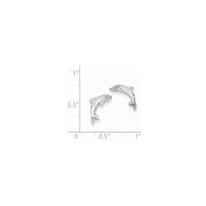 14K Weißgold Delfin Ohrringe
