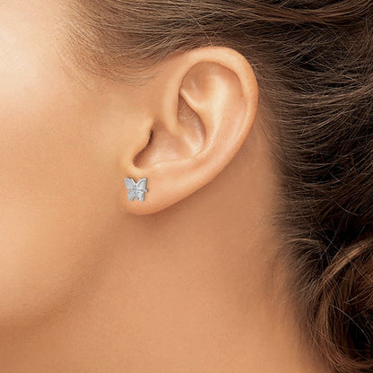 14K Weißgold Schmetterling Ohrringe