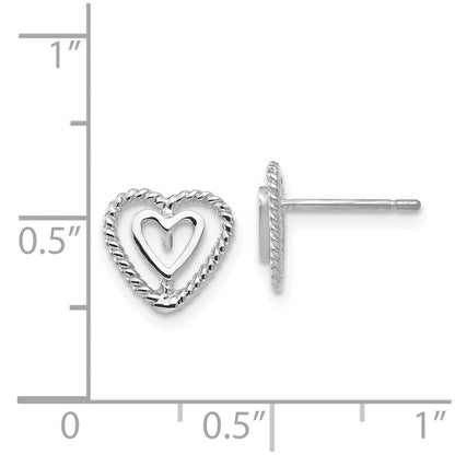 14K Weißgold Herz Ohrringe