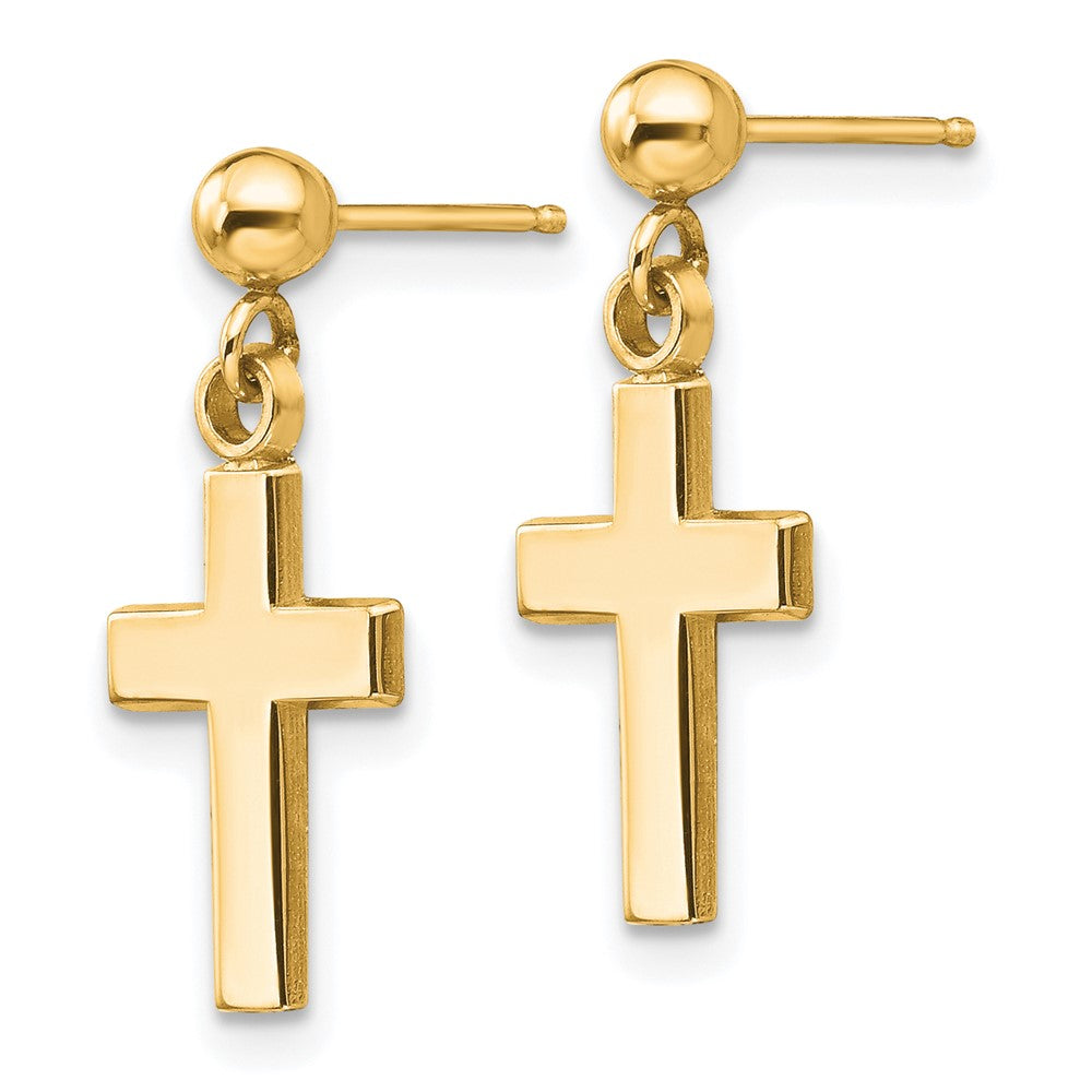 14K Gelbgold Poliert Kreuz Ohrringe