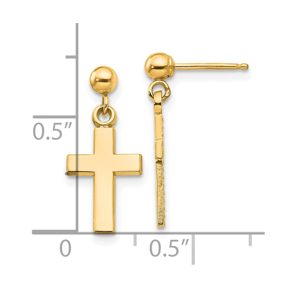 14K Gelbgold Poliert Kreuz Ohrringe