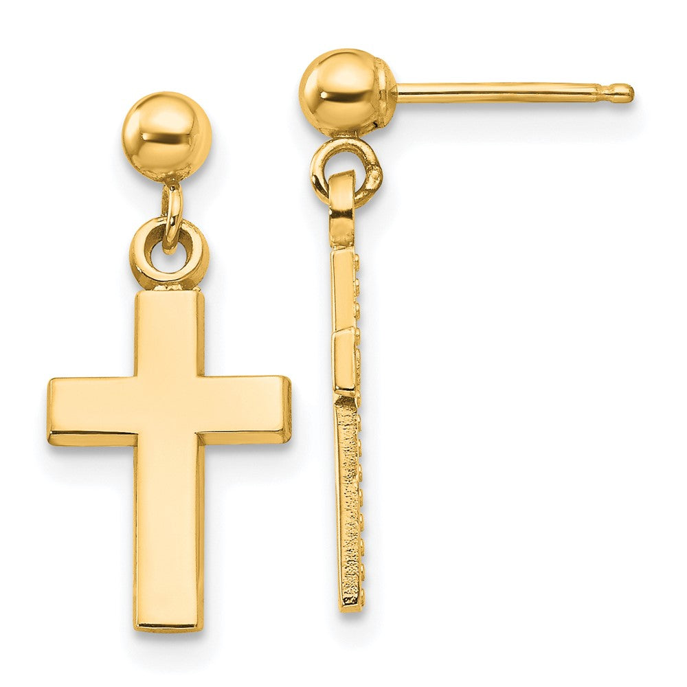 14K Gelbgold Poliert Kreuz Ohrringe
