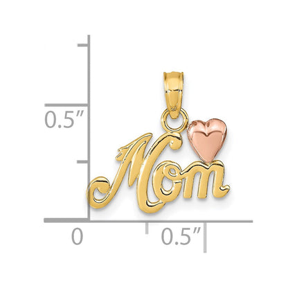 14K Bicolor Mama mit Herz Anhänger