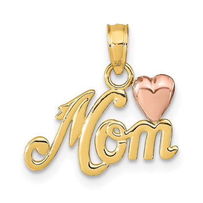14K Bicolor Mama mit Herz Anhänger