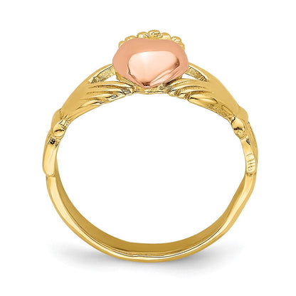 14K Bicolor Baby Claddagh Ring
