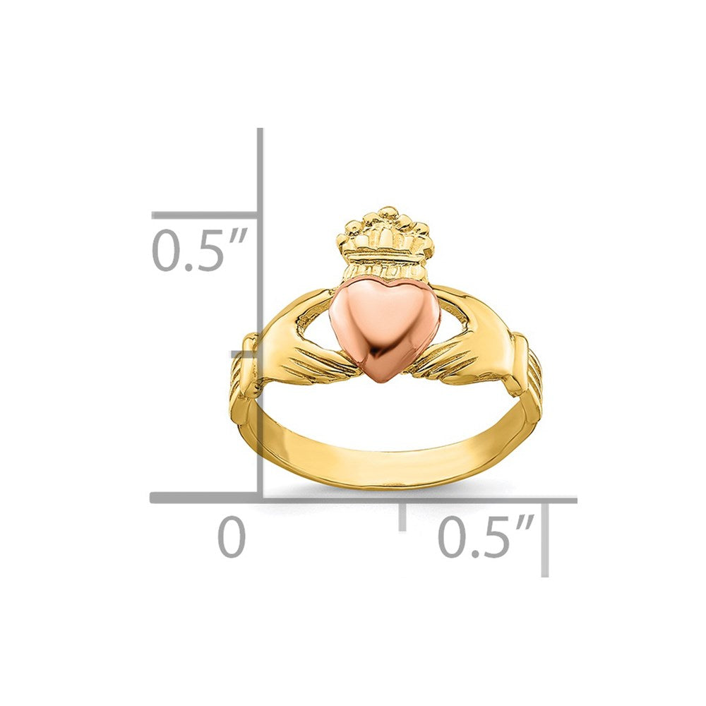 14K Bicolor Baby Claddagh Ring