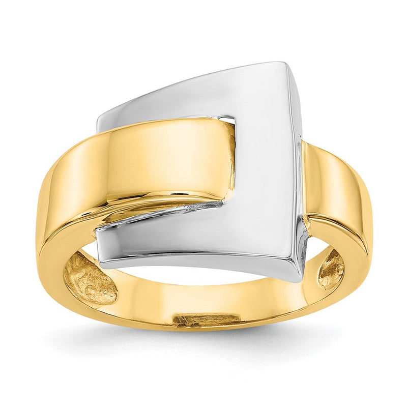 14K Bicolor Gold Ring mit polierter Schnalle