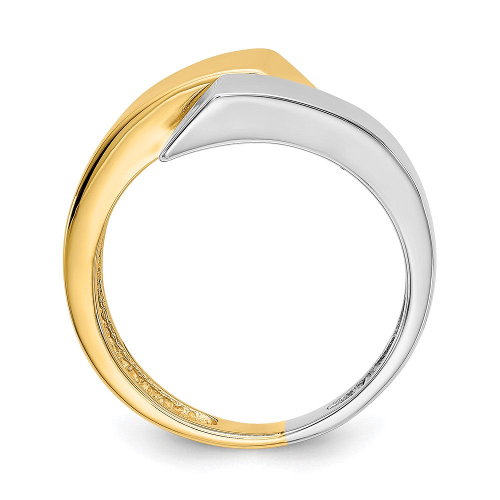 14K Bicolor-Gold Quadrat-Überlappungsring