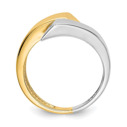 14K Bicolor-Gold Quadrat-Überlappungsring