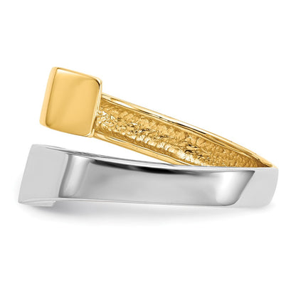 14K Bicolor-Gold Quadrat-Überlappungsring
