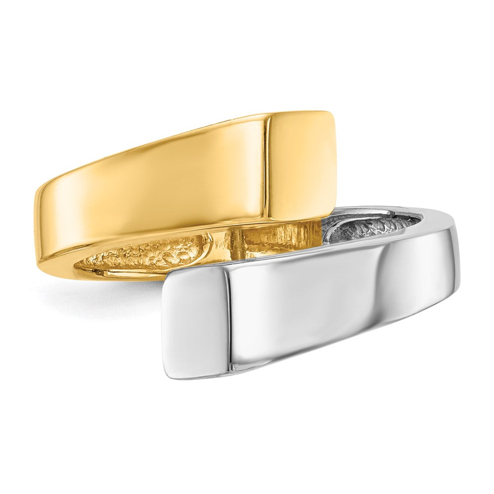 14K Bicolor-Gold Quadrat-Überlappungsring