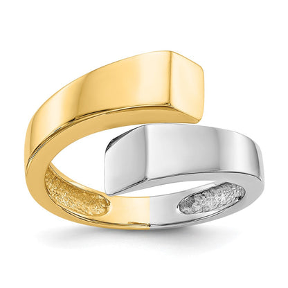 14K Bicolor-Gold Quadrat-Überlappungsring