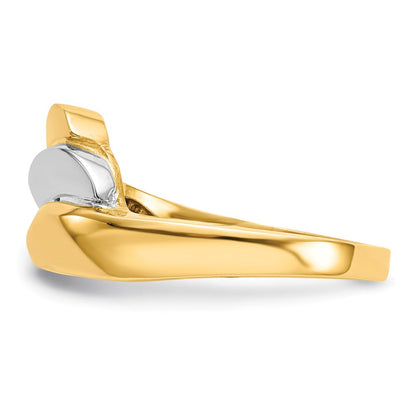 14K Gelbgold Ring mit Rhodiumbeschichtung, poliert, Wellen-Design