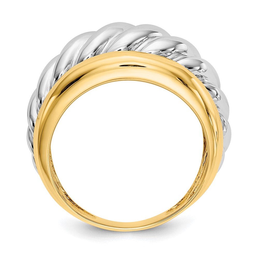 14K Bicolor Gold Polierter Gedrehter Bombenring