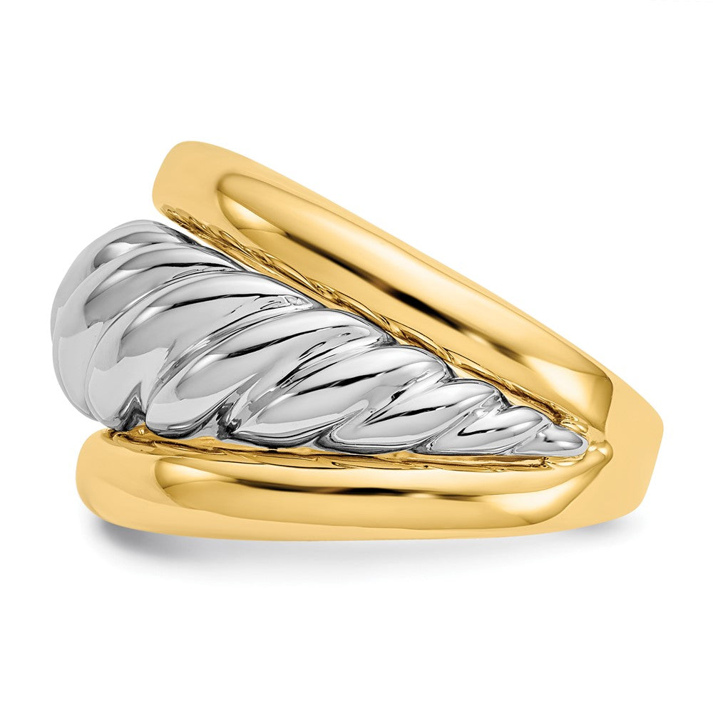 14K Bicolor Gold Polierter Gedrehter Bombenring