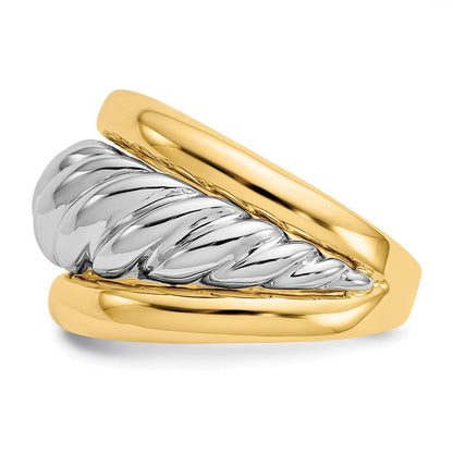14K Bicolor Gold Polierter Gedrehter Bombenring