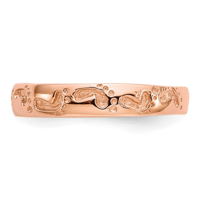 14K Roségold Ring mit Fußabdrücken