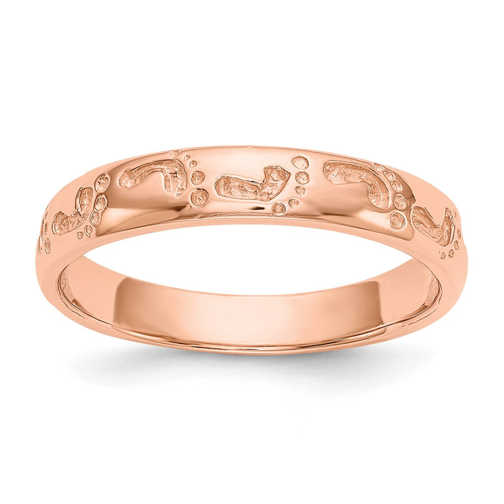 14K Roségold Ring mit Fußabdrücken