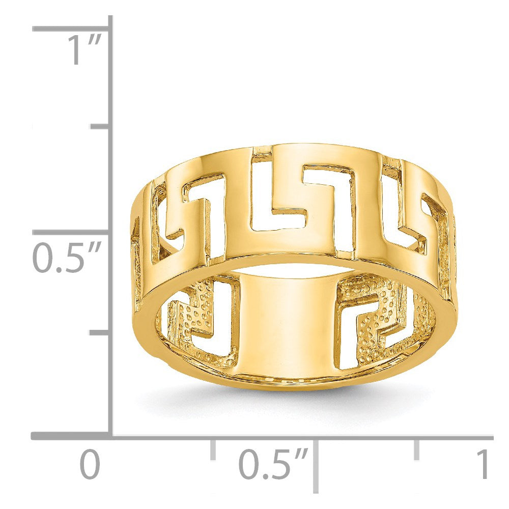 14K Gelbgold Greek Key Ring (size 5.5 Nur)