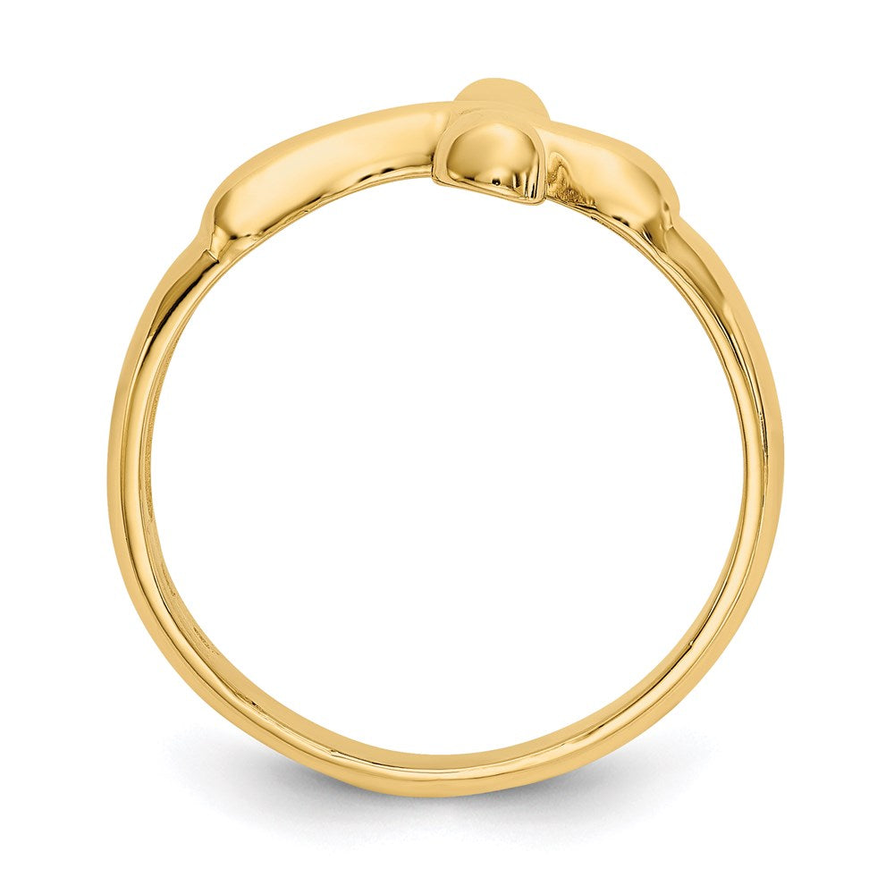 14K Gelbgold polierter Kreuz-Ring in freier Form