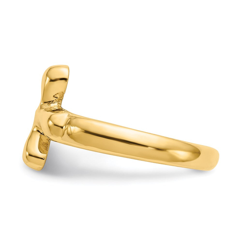 14K Gelbgold polierter Kreuz-Ring in freier Form