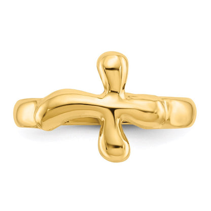 14K Gelbgold polierter Kreuz-Ring in freier Form