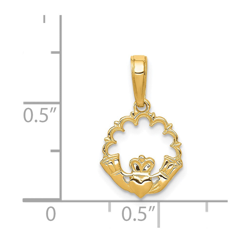 14K Gelbgold Poliert Claddagh Anhänger