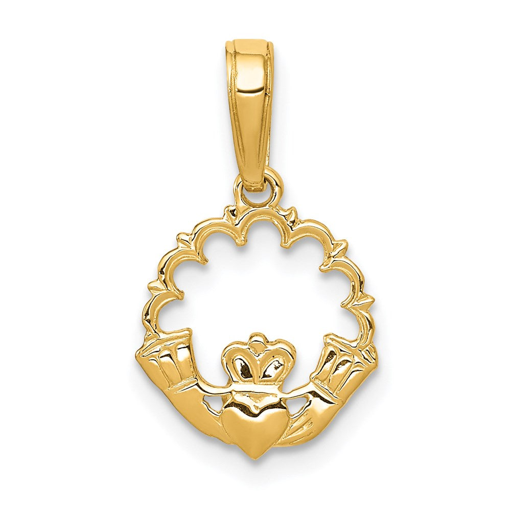 14K Gelbgold Poliert Claddagh Anhänger
