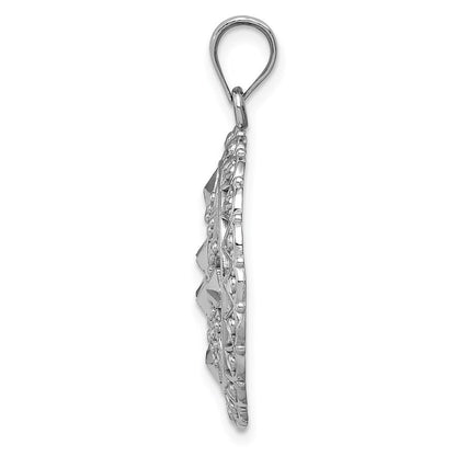 14k Weißgold Anhänger mit Diamantschliff, ausgefallenes Design