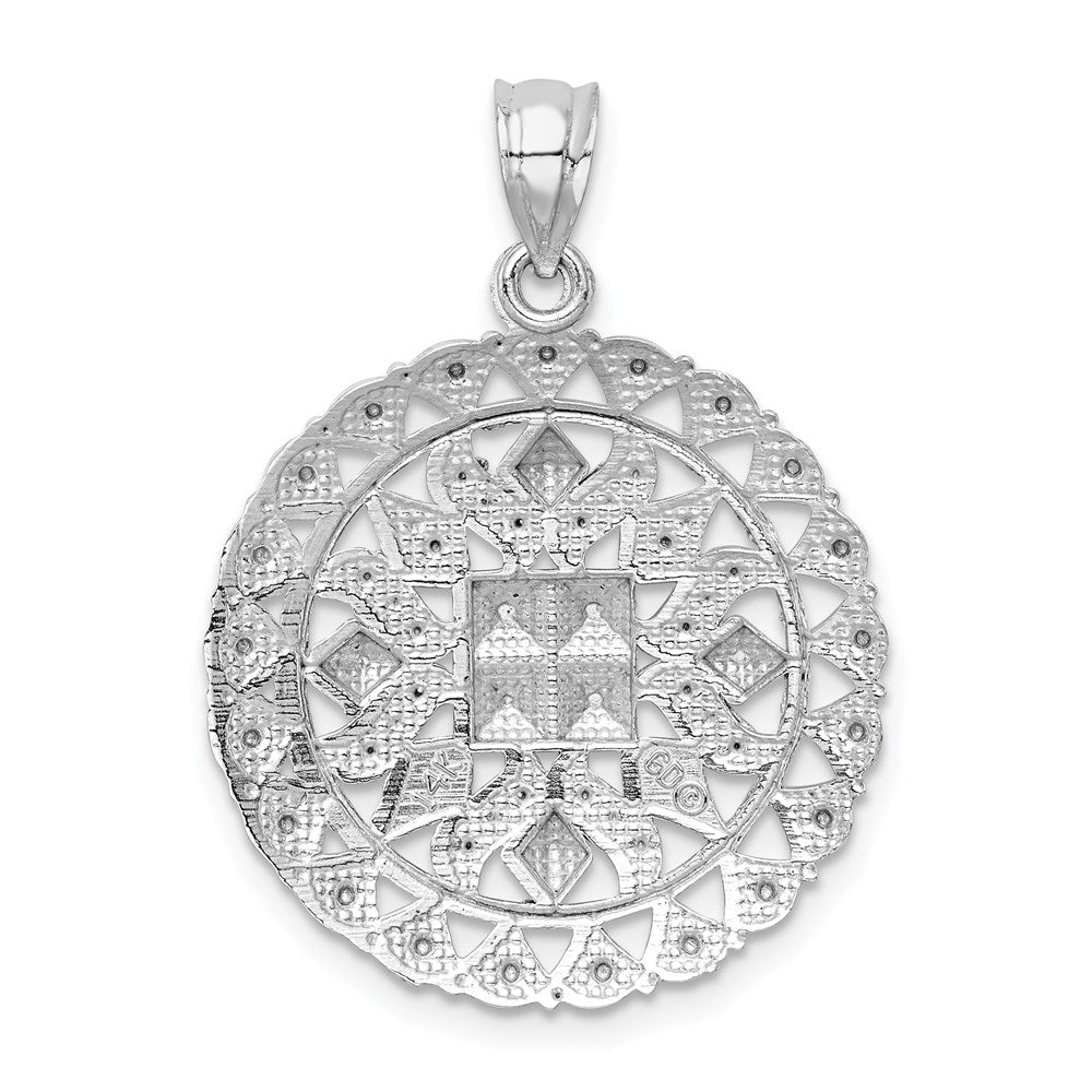14k Weißgold Anhänger mit Diamantschliff, ausgefallenes Design