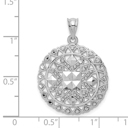 14k Weißgold Anhänger mit Diamantschliff, ausgefallenes Design