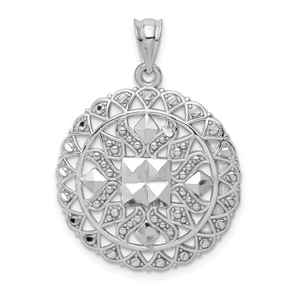 14k Weißgold Anhänger mit Diamantschliff, ausgefallenes Design