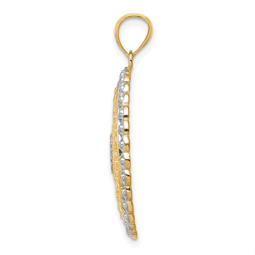 14K Gelbgold Anhänger mit Rhodium-Filigranarbeit