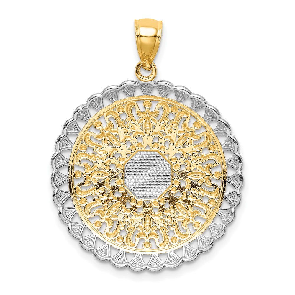 14K Gelbgold Anhänger mit Rhodium-Filigranarbeit