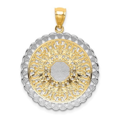 14K Gelbgold Anhänger mit Rhodium-Filigranarbeit