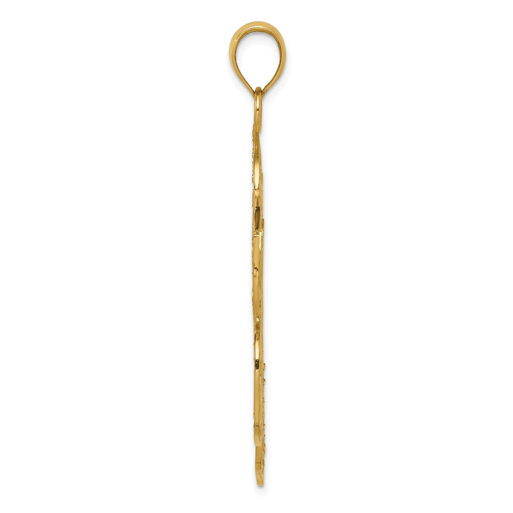 14K Gelbgold Anhänger, rhodiniert, mit Diamantschliff und filigranem Design