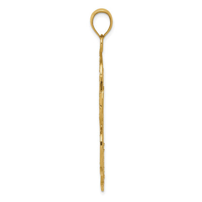 14K Gelbgold Anhänger, rhodiniert, mit Diamantschliff und filigranem Design
