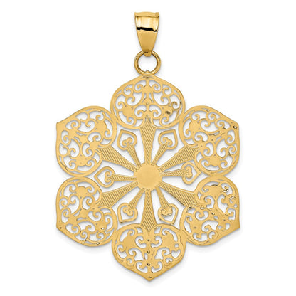 14K Gelbgold Anhänger, rhodiniert, mit Diamantschliff und filigranem Design