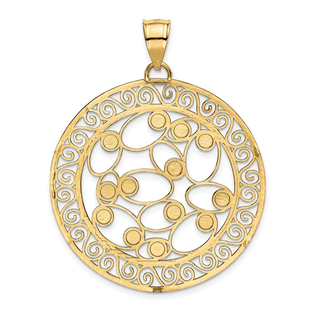 Filigraner Anhänger aus 14K Gelb- und Rhodiumgold mit Weißrhodium, diamantiert