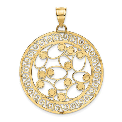 Filigraner Anhänger aus 14K Gelb- und Rhodiumgold mit Weißrhodium, diamantiert