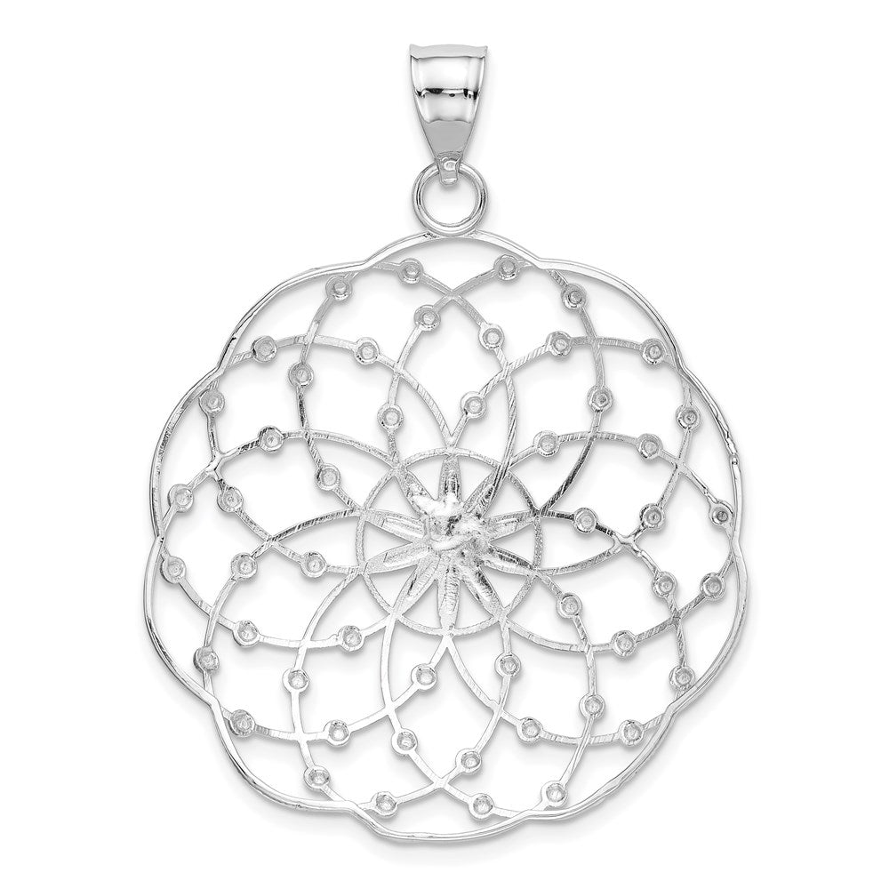 14K Weißgold Diamantschliff-Kugel-Anhänger