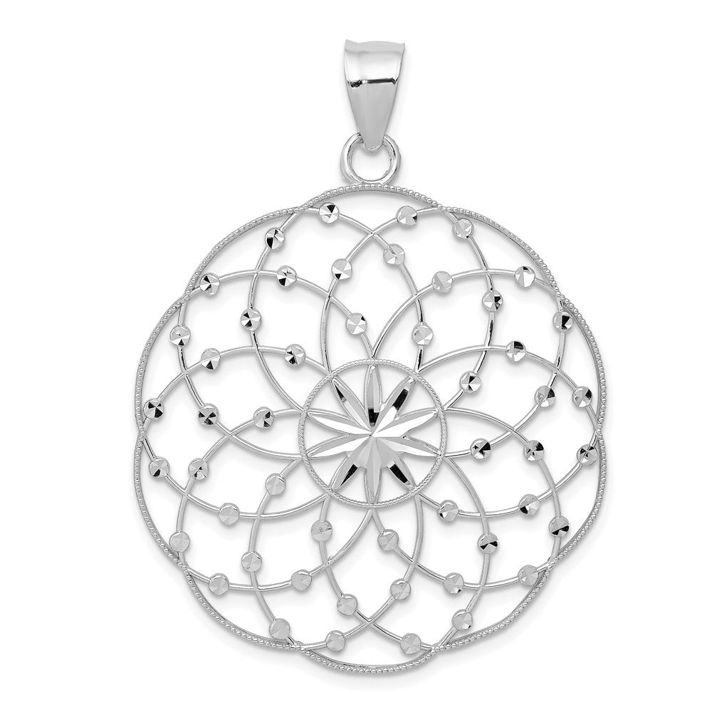 14K Weißgold Diamantschliff-Kugel-Anhänger