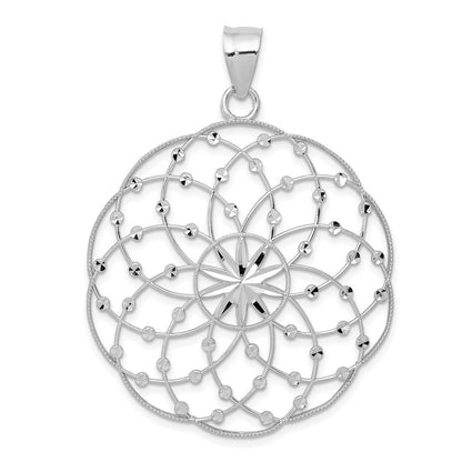 14K Weißgold Diamantschliff-Kugel-Anhänger