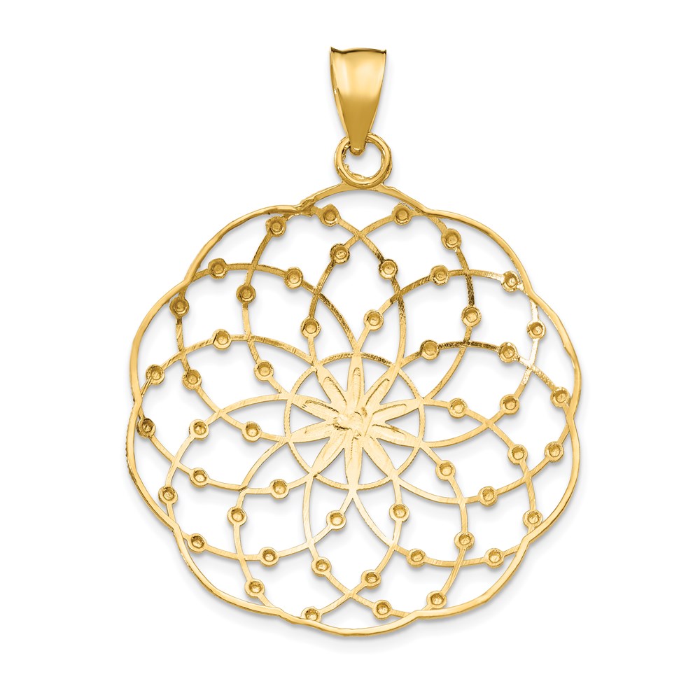 14K Gelb- und Rhodiumgold Anhänger mit rhodinierter, diamantierter Kugel