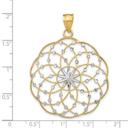 14K Gelb- und Rhodiumgold Anhänger mit rhodinierter, diamantierter Kugel